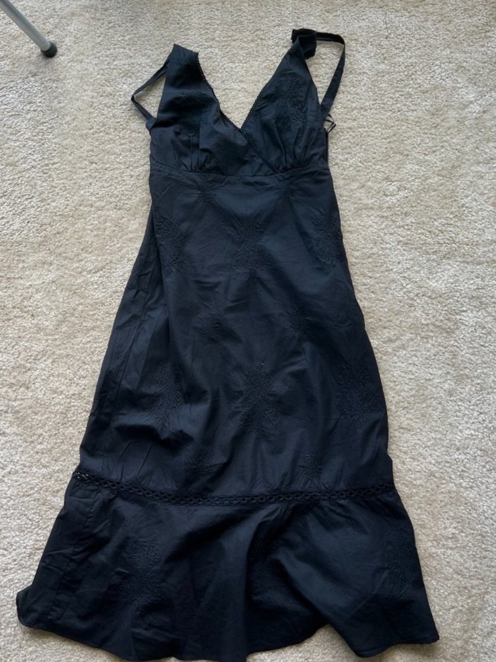J.Crew Black Embroidered Floral Dress Size 4 | Romantic Minimalism 100% Cotton - Picture 4 of 15